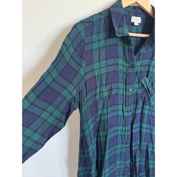 Mud Pie Womens Flannel Dress Blue Green Soft Western Size Medium - Picture 3 of 7